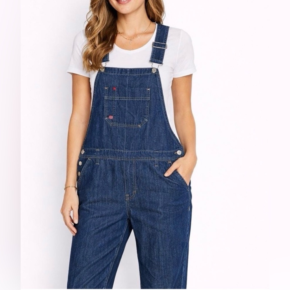 NWT Dickies Womens Denim Bib Overalls Dark Wash Carpenter FB206DIB Indigo Blue S